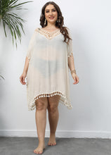 Load image into Gallery viewer, Plus Size Women Dress Hand Crocheting Stitching Sexy Backless Tassel Slit Loose Beach Cover-up Crochet