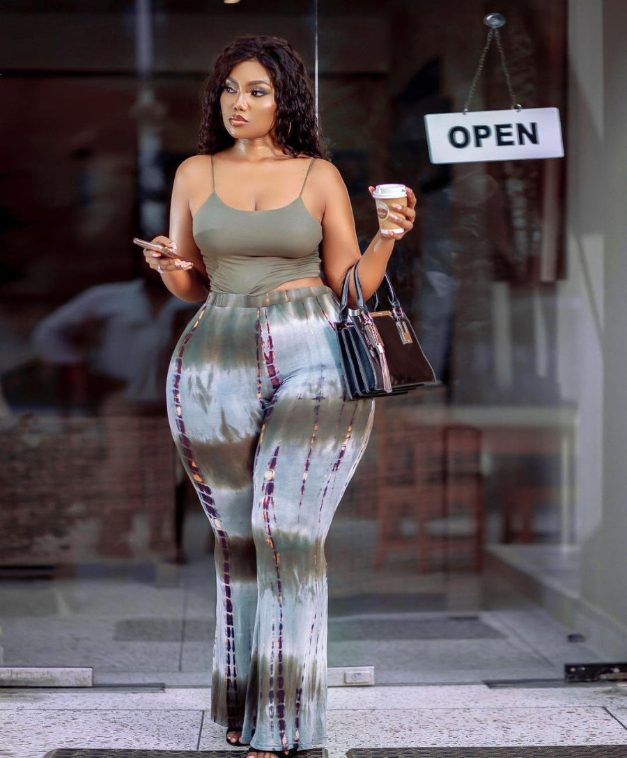 Casual Printing Slip Plus Size Two-Piece Set