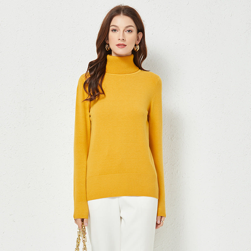 Turtleneck Knitting Bottoming Shirt Inner Wear 2022 Spring Autumn Long Sleeve Solid Color Slim Fit  All-Match Sweater Women Top