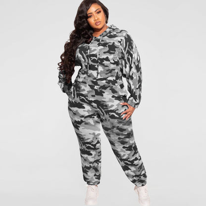 New Camouflage Loose Fashion Casual Two-Piece Suit plus Size Women Suit