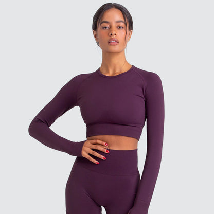 New  Knitted Seamless Slim-Fit Long-Sleeved Yoga Exercise Workout Clothes