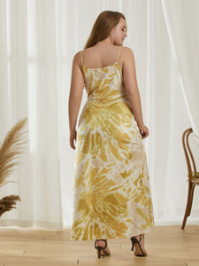 Sundress Plus Size Sexy V Neck Spaghetti Strap Floral Print Pocket Dress