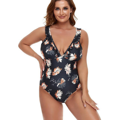 Bikini  Print Sling Flying Edge Siamese plus Size Swimsuit Female Bikini