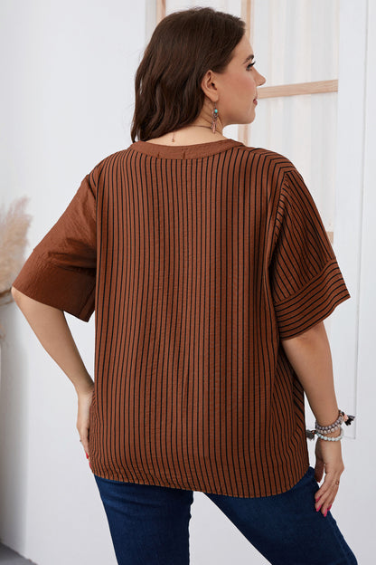 Style Striped plus Size Women Clothes Short Sleeve T-shirt Plump Girls Women