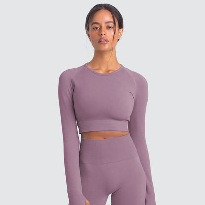New  Knitted Seamless Slim-Fit Long-Sleeved Yoga Exercise Workout Clothes