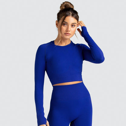 New  Knitted Seamless Slim-Fit Long-Sleeved Yoga Exercise Workout Clothes