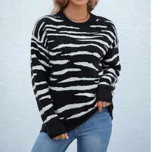 Load image into Gallery viewer, Neck Pullover Zebra Pattern Knitwear 2022 Autumn Winter Sweater for Women