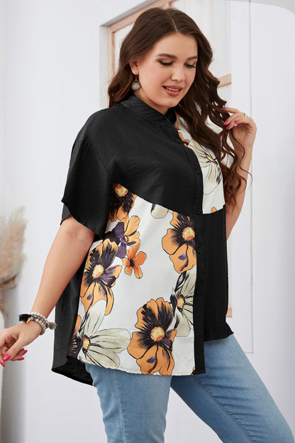Women Slimming Loose Printed Short-Sleeved Top Style Plus Size Women Clothing
