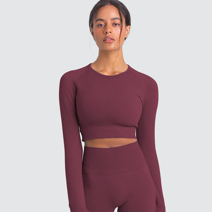 New  Knitted Seamless Slim-Fit Long-Sleeved Yoga Exercise Workout Clothes