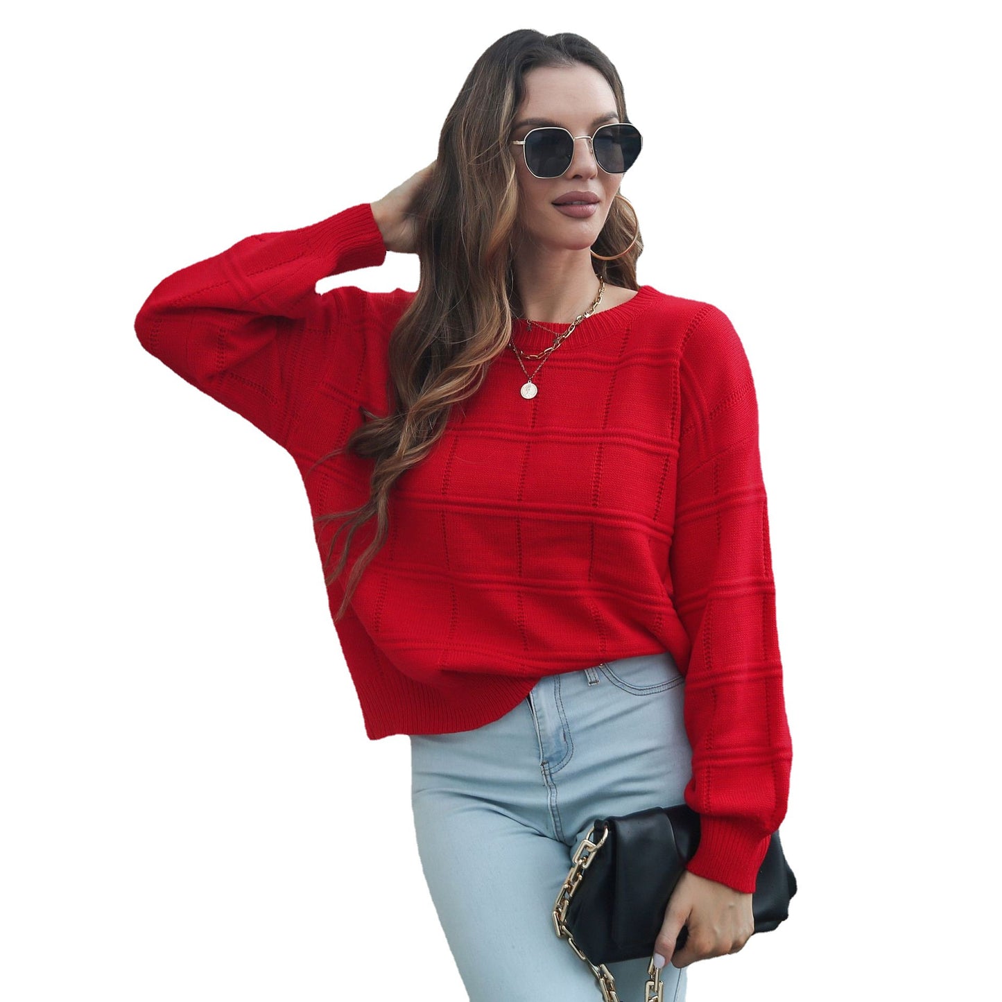 Plaid Sweater Women Loose Long Sleeve 2022 Autumn Winter Knitwear Women Clothing Sweater