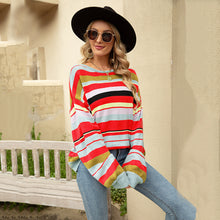Load image into Gallery viewer, Fall 2022 Women Striped Pullover round Neck Loose Knitted Sweater Sweater