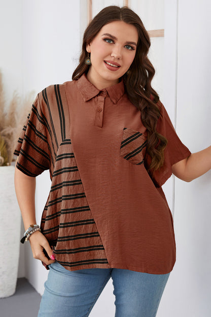 Lapel Loose Shirt 2022 Summer Plus Size Women Clothing