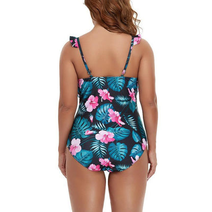 Bikini  Print Sling Flying Edge Siamese plus Size Swimsuit Female Bikini