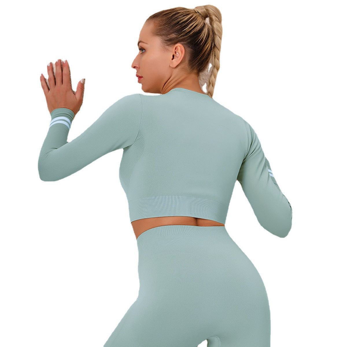 Long-Sleeved Sports Zipper Top Breathable Cooldry Skinny Running Yoga Clothes Fitness Clothes for Women