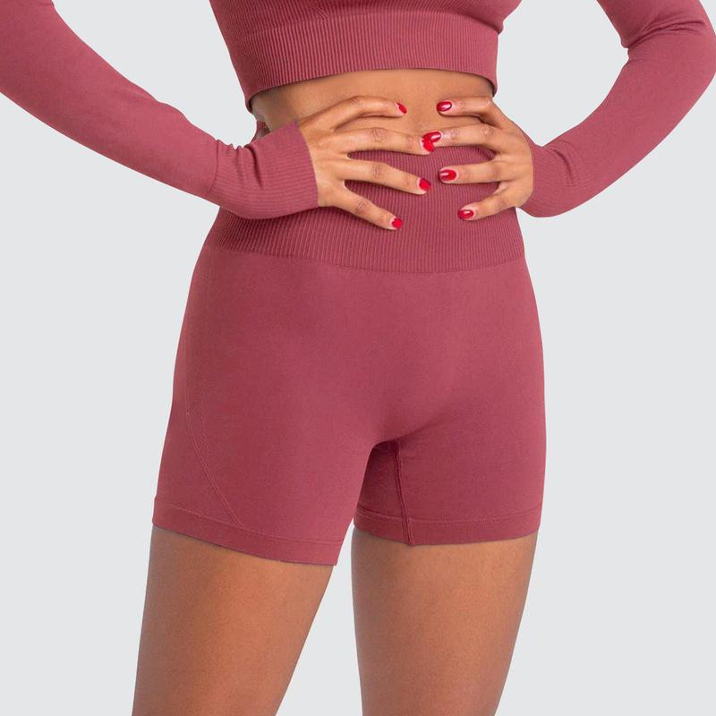 Seamless Sports Pure Color Tight Short Shorts High Waist Stretch Hip Lift Quick-Drying Fitness Yoga Pants Women
