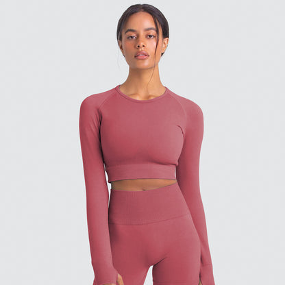 New  Knitted Seamless Slim-Fit Long-Sleeved Yoga Exercise Workout Clothes