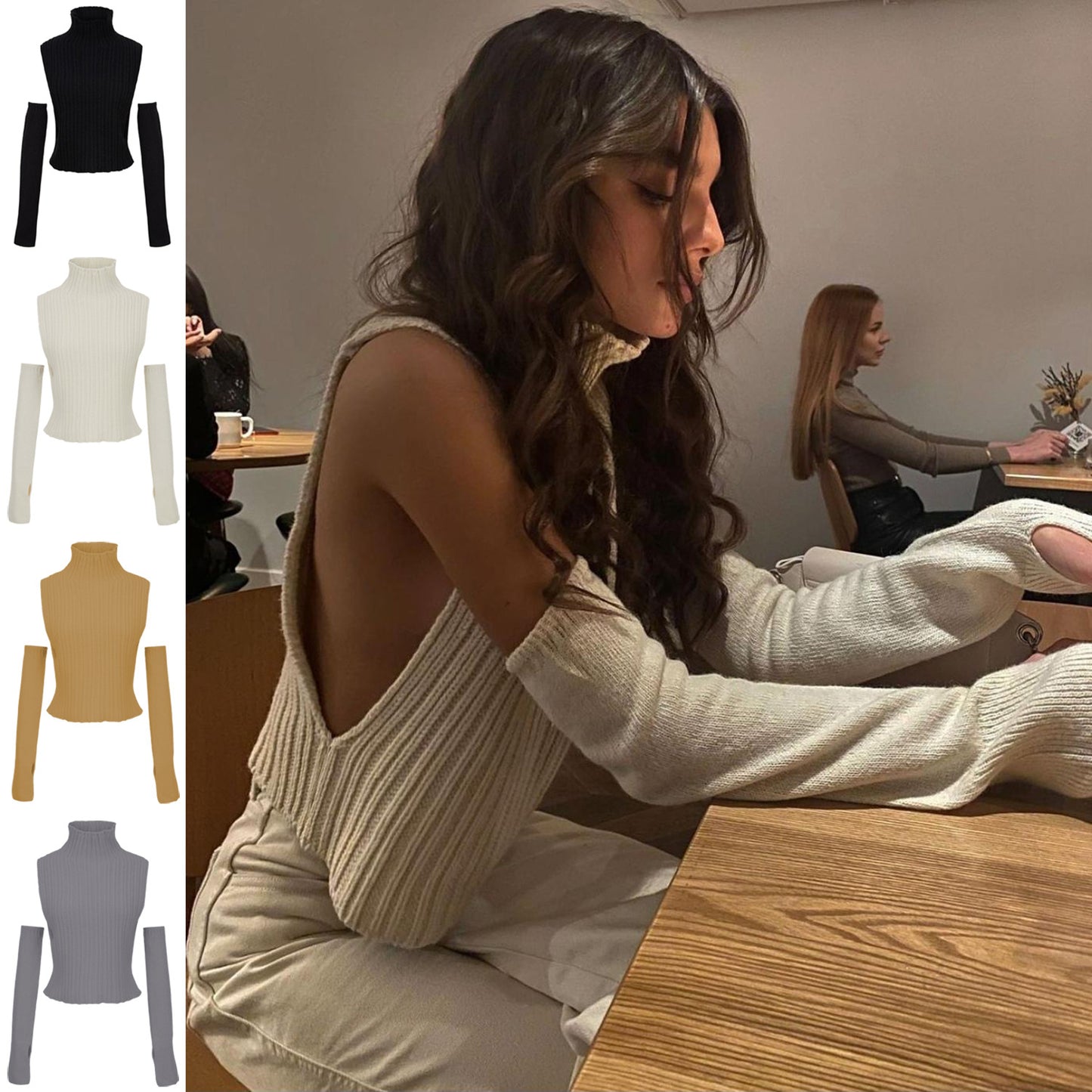 Autumn Winter New Arrival  Women Clothing Y2g Turtleneck Vest Oversleeve Sweater Women