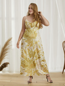 Sundress Plus Size Sexy V Neck Spaghetti Strap Floral Print Pocket Dress