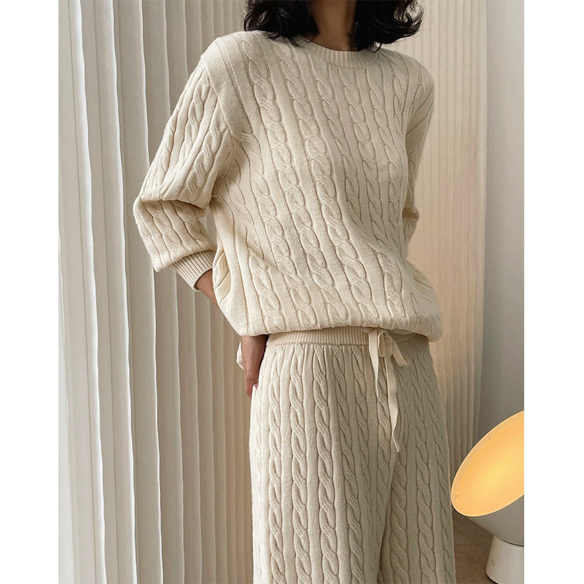 Autumn Winter New KoreanLazy Warm Twisted Sweater Pullover Loose Thin Comfortable Knitted Top for Women