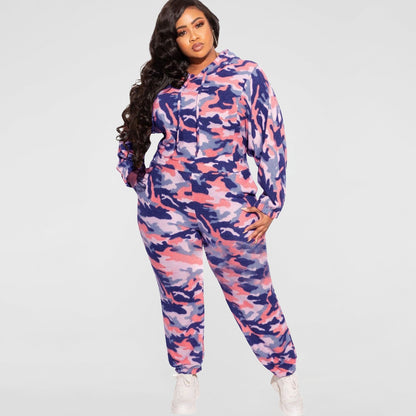 New Camouflage Loose Fashion Casual Two-Piece Suit plus Size Women Suit