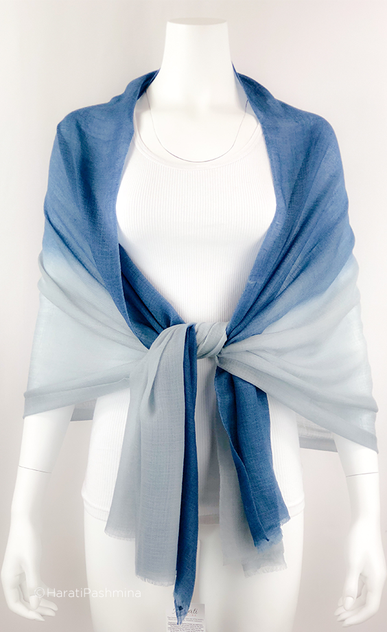 DIRTY BLUE OMBRE SHAWLS FOR WOMEN