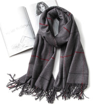 Load image into Gallery viewer, vintage luxury brand women scarf plaid warm cashmere scarves lady winter shawls and wraps pashmina bandana thick foulard