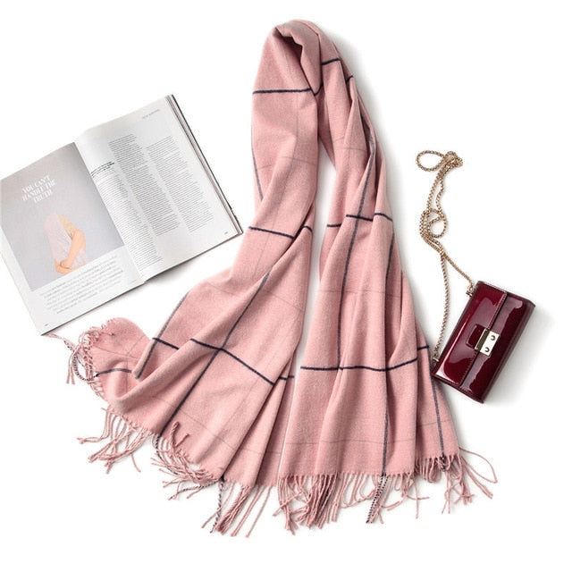 vintage luxury brand women scarf plaid warm cashmere scarves lady winter shawls and wraps pashmina bandana thick foulard