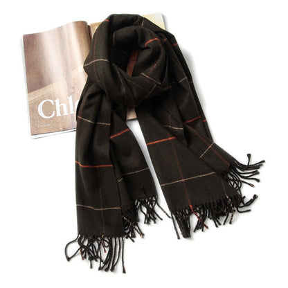 vintage luxury brand women scarf plaid warm cashmere scarves lady winter shawls and wraps pashmina bandana thick foulard
