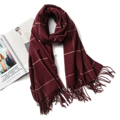 vintage luxury brand women scarf plaid warm cashmere scarves lady winter shawls and wraps pashmina bandana thick foulard