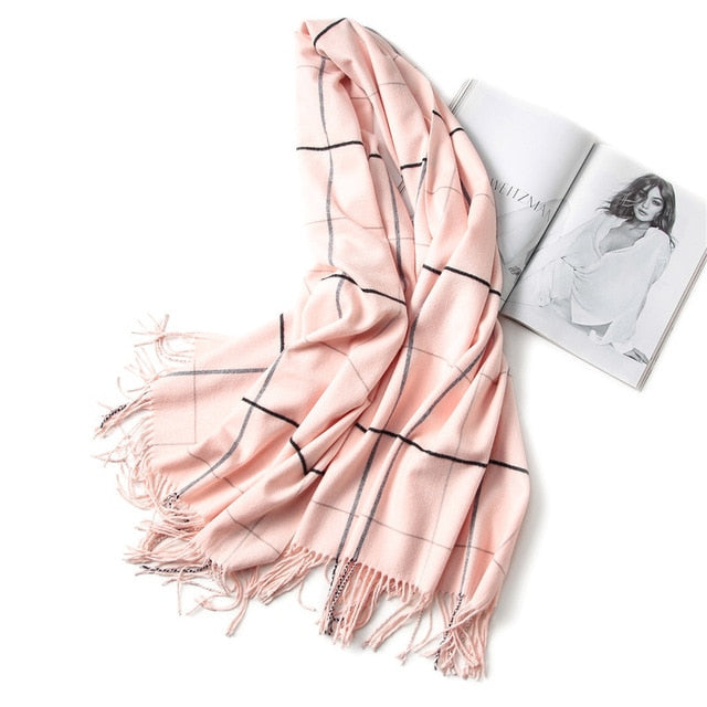 vintage luxury brand women scarf plaid warm cashmere scarves lady winter shawls and wraps pashmina bandana thick foulard