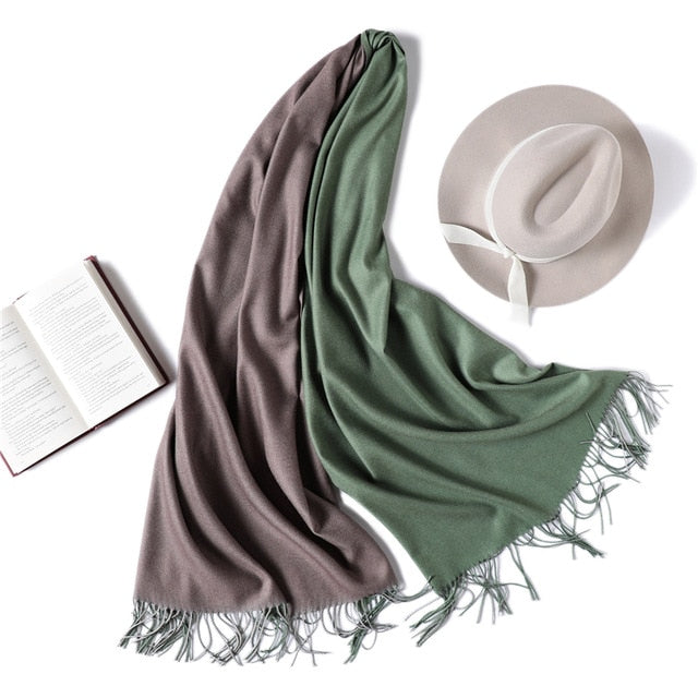 winter scarf for women fashion double side colors lady cashmere scarves pashmina shawls and wraps warm bandana hijabs