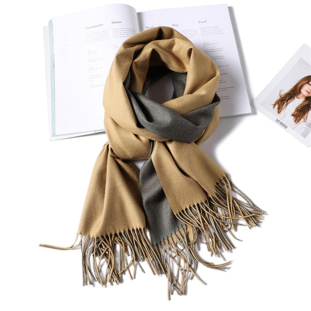 winter scarf for women fashion double side colors lady cashmere scarves pashmina shawls and wraps warm bandana hijabs