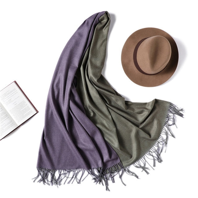 winter scarf for women fashion double side colors lady cashmere scarves pashmina shawls and wraps warm bandana hijabs