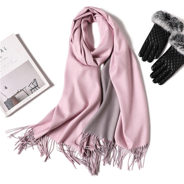 winter scarf for women fashion double side colors lady cashmere scarves pashmina shawls and wraps warm bandana hijabs