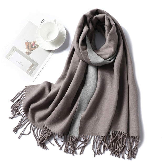 New Women's Winter Scarf Cashmere Wool Scarves Shawls Soft Solid Wool Pashmina for Women Winter Warm Female Poncho Stoles