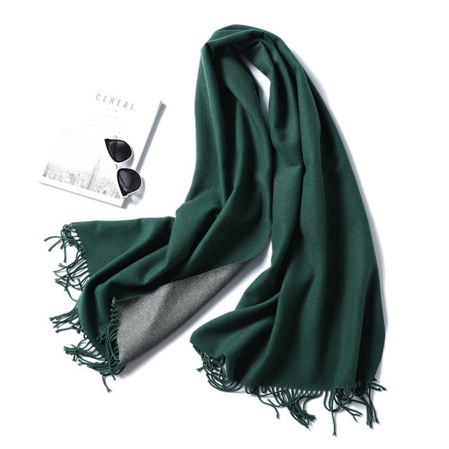 New Women's Winter Scarf Cashmere Wool Scarves Shawls Soft Solid Wool Pashmina for Women Winter Warm Female Poncho Stoles