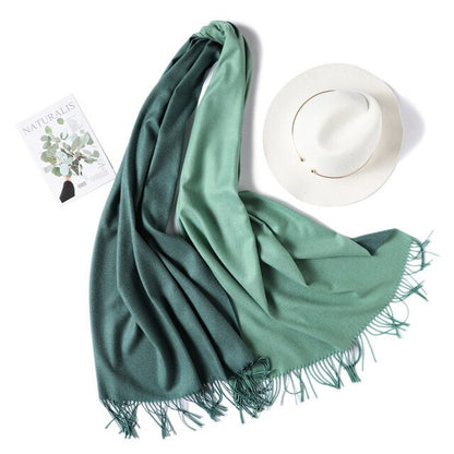 New Winter Scarf Women 2 Tone Cashmere Wool Scarves Shawls for Women Soft Wool Pashmina Winter Warm Female Poncho Stoles