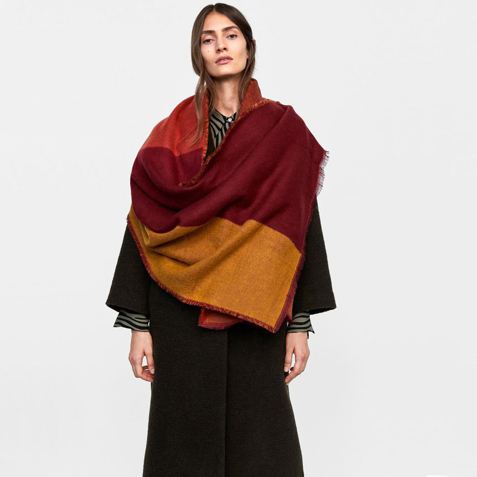 New arrival imitated cashmere scarf women geometric plaid acrylic wool shawl wraps lady winter thick warm blanket scarf