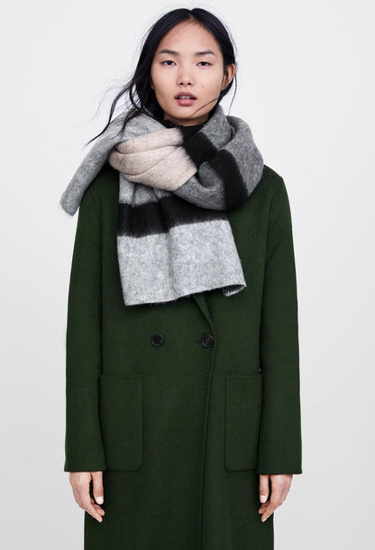 Stripe pattern imitated cashmere scarves women winter thick warm acrylic blanket scarf shawl warps brand scarf new arrival
