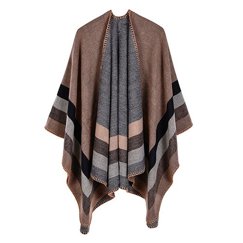 New fashion women winter warmer shawl ladies large stripe wraps poncho capes