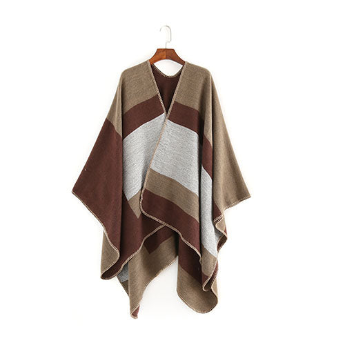 large striped winter thick warm cape wraps luxury high quality