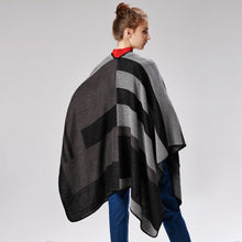 Load image into Gallery viewer, striped print reversible thicker poncho cape