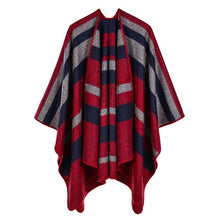 Load image into Gallery viewer, striped print reversible thicker poncho cape
