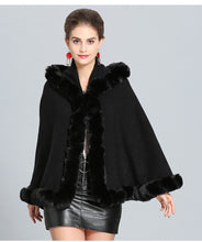 Load image into Gallery viewer, Plus Size Women Winter Soft Fur Collar Loose Poncho Capes
