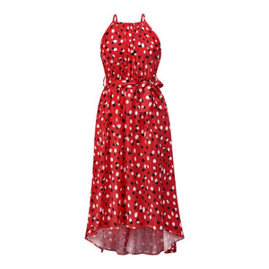Summer Polka Dot Printed Dress Bohemian Irregular Oversized Dress Women's StrapLess Sleeveless Lace Up Long Dresses 2021 New