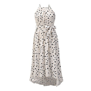 Summer Polka Dot Printed Dress Bohemian Irregular Oversized Dress Women's StrapLess Sleeveless Lace Up Long Dresses 2021 New