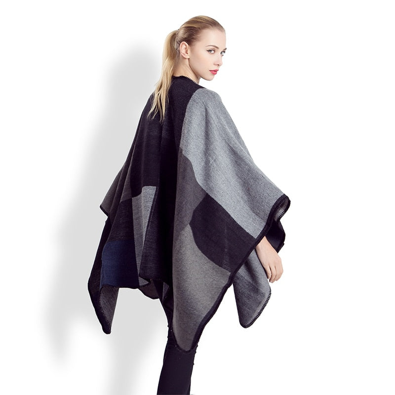 New fashion large tartan plaid winter thick warm cape wraps luxury high quality