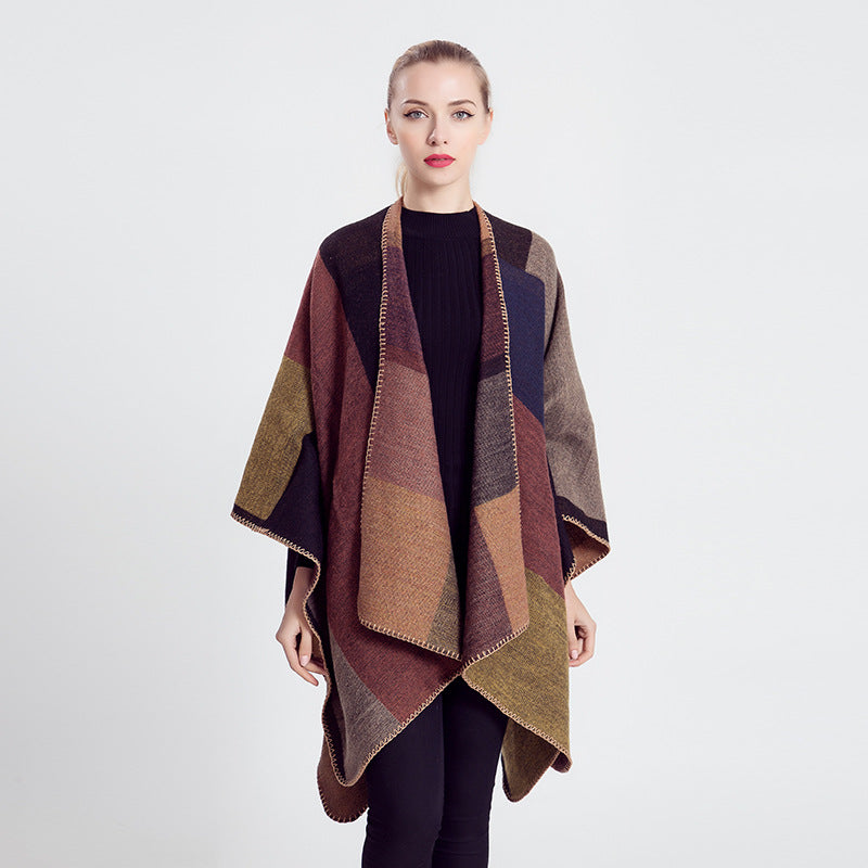 New fashion large tartan plaid winter thick warm cape wraps luxury high quality