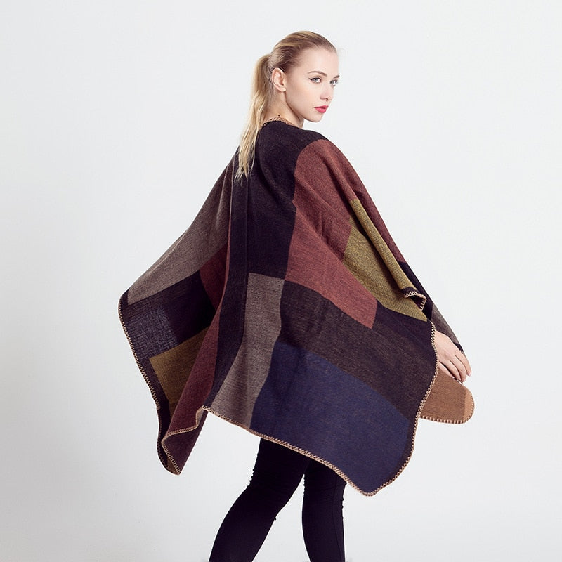New fashion large tartan plaid winter thick warm cape wraps luxury high quality