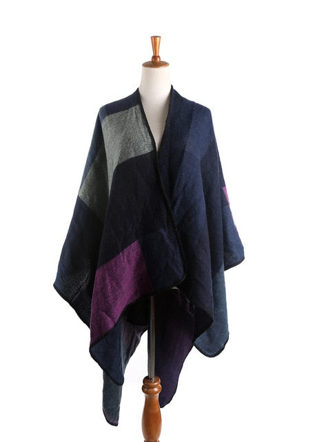 New fashion large tartan plaid winter thick warm cape wraps luxury high quality